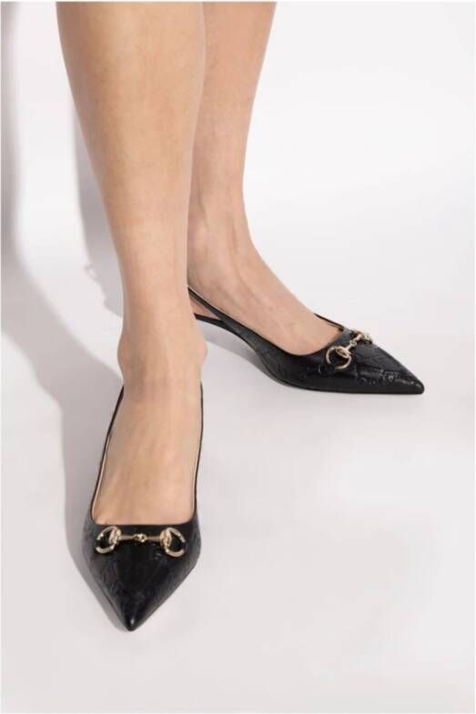 Gucci Zwarte hoge slingback met metalen gesp Black Dames