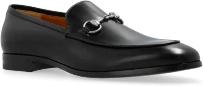 Gucci Zwarte Horsebit Loafers Geborsteld Leer Black Heren