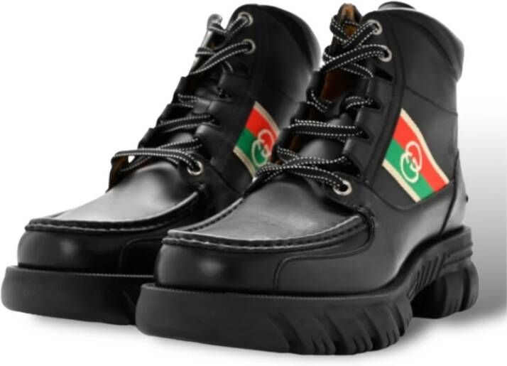 Gucci Zwarte Interlooking Herenlaars Nieuw Black Heren