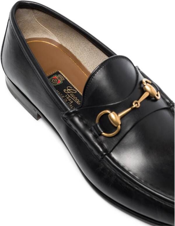 Gucci Zwarte leren Horsebit Loafers Black Dames