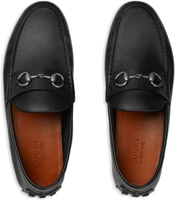 Gucci Zwarte Leren Horsebit Loafers Black Heren