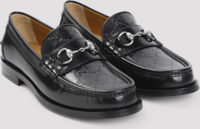 Gucci Zwarte Leren Loafer Schoenen Black Heren