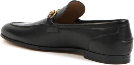 Gucci Zwarte Leren Loafers met Gouden Details Black Heren