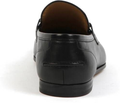 Gucci Zwarte Leren Loafers met Gouden Details Black Heren