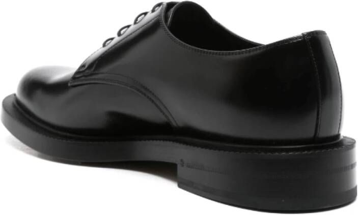 Gucci Zwarte Leren Logo Derby Schoenen Black Heren