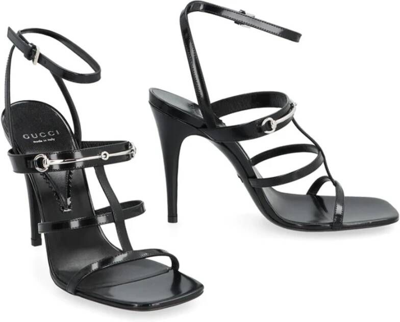 Gucci Zwarte Leren Sandalen Elegante Stiletto Black Dames