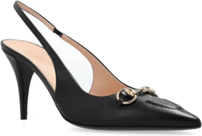 Gucci Zwarte Leren Slingback Pumps Black Dames