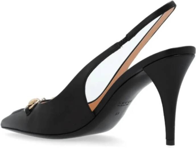 Gucci Zwarte Leren Slingback Pumps Black Dames