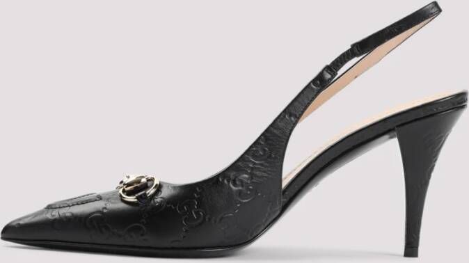 Gucci Zwarte Leren Slingback Schoenen Black Dames