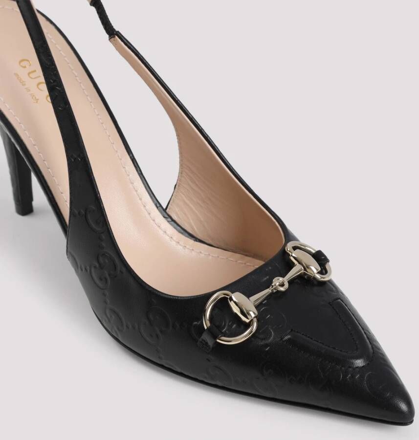 Gucci Zwarte Leren Slingback Schoenen Black Dames