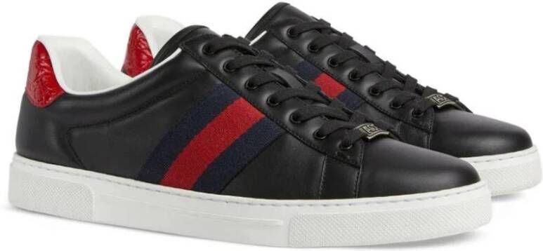 Gucci Zwarte Leren Sneakers Ss22 Black Heren