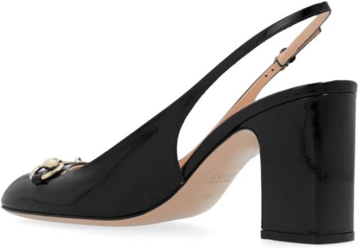 Gucci Zwarte Patentleren Slingback Sandalen Black Dames