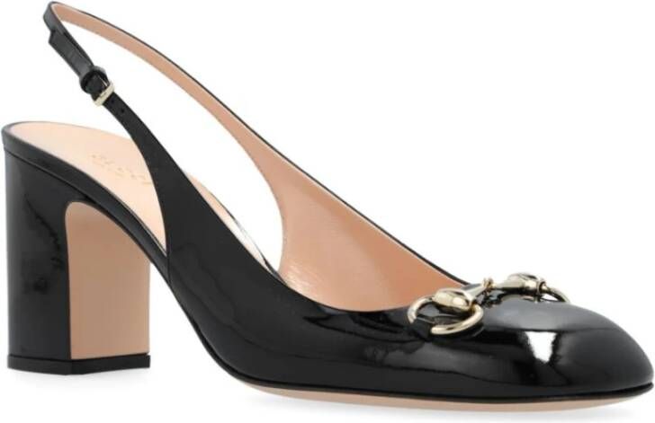 Gucci Zwarte Patentleren Slingback Sandalen Black Dames