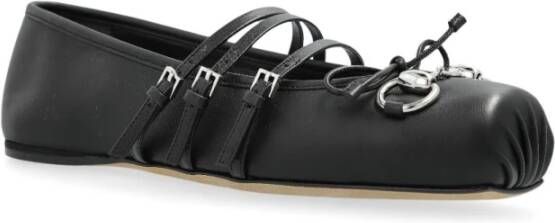 Gucci Zwarte platte schoenen Elegante stijl Black Dames