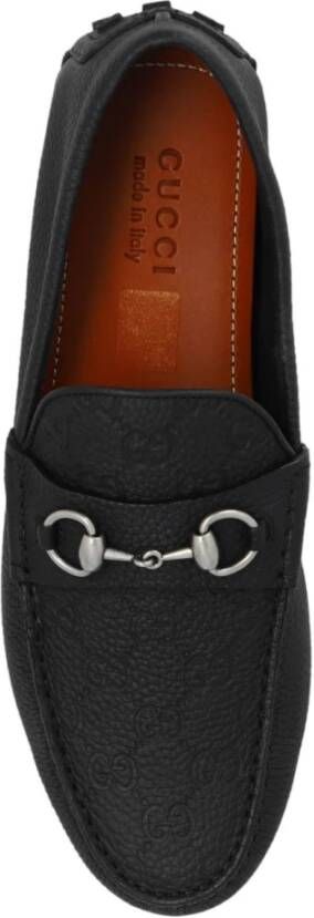 Gucci Zwarte platte schoenen met Horsebit-detail Black Heren