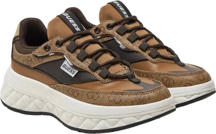 Guess Beige Bruine Sneakers met Kyrki Fltkyr Fal12 Stijl Brown Heren