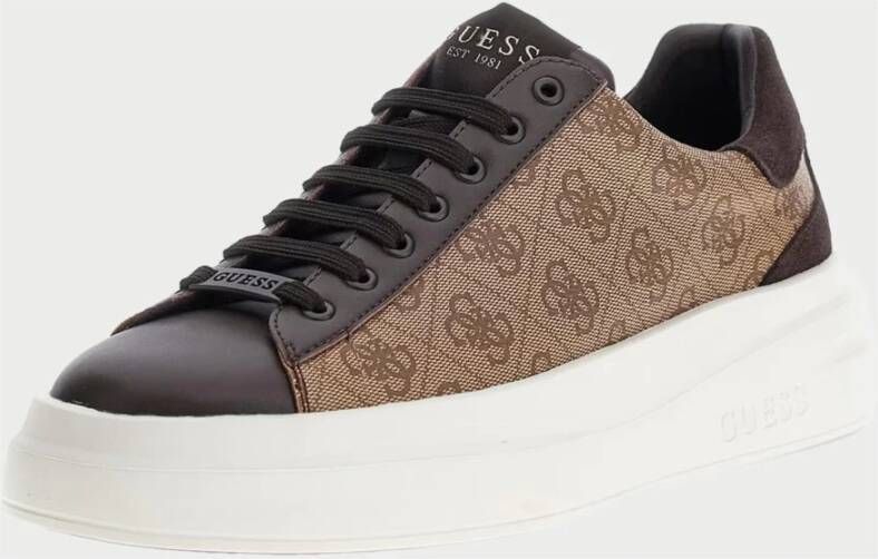 Guess Beige Sneakers 4G Logo Suede Inserts Beige Heren