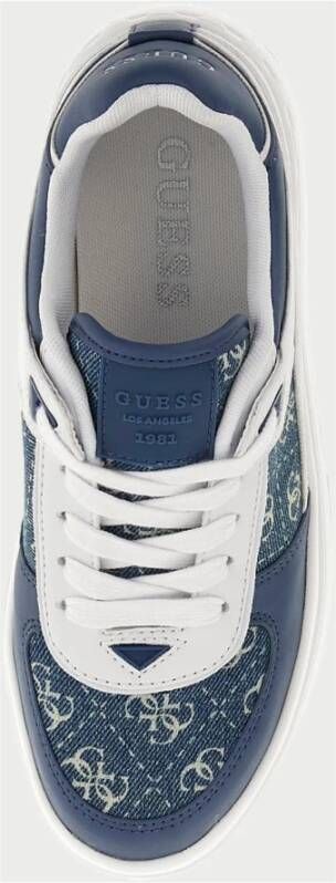 Guess Blauwe denim sneakers met hoge plateauzool Blue Dames