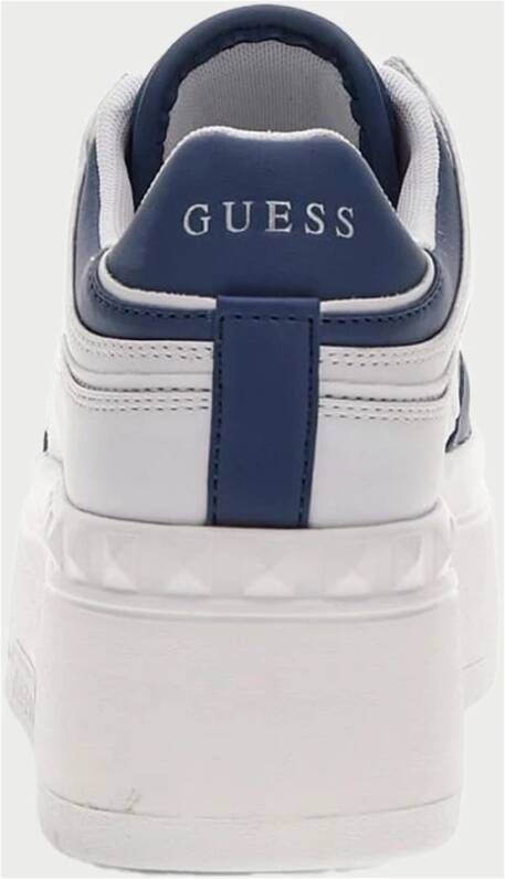 Guess Blauwe denim sneakers met hoge plateauzool Blue Dames