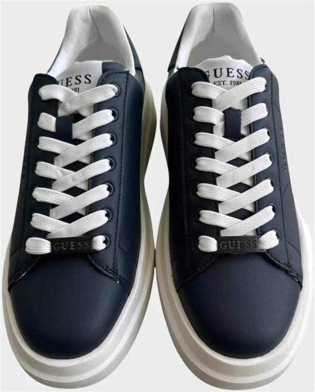 Guess Blauwe Leren Sneakers met Ronde Neus Blue Heren