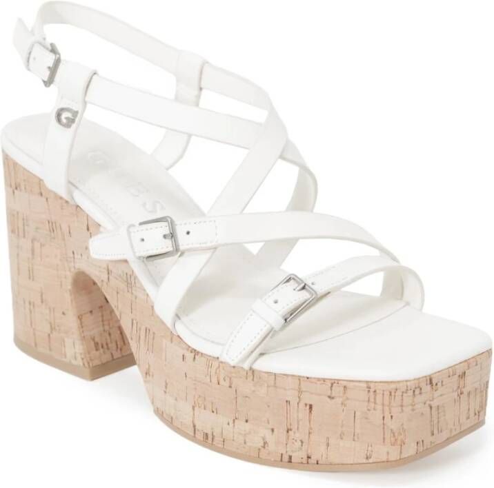 Guess Blokhak Platform Sandalen Beige White Dames