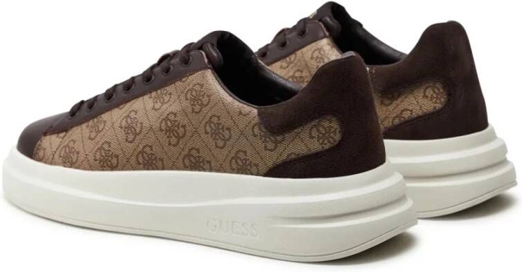 Guess Bruine leren sneakers Logopatroon Brown Heren