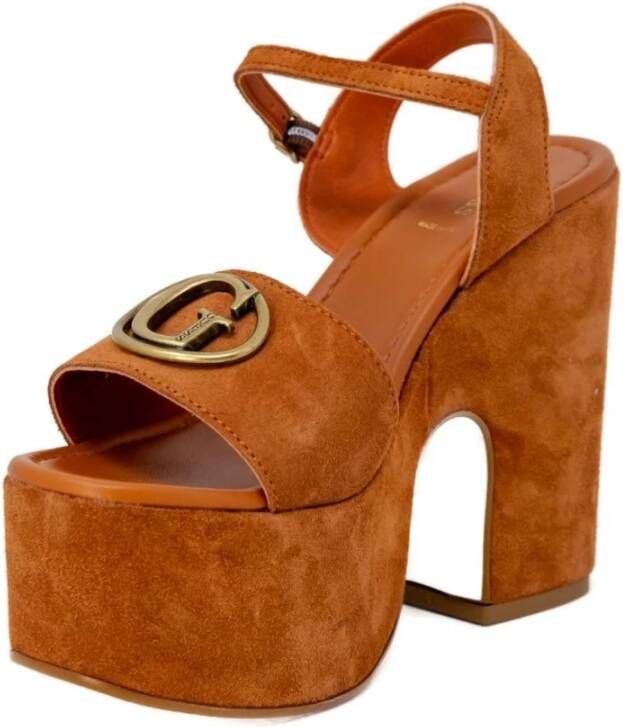 Guess Bruine Platform Sandalen met Gesp Brown Dames