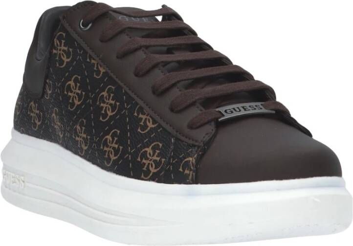 Guess Bruin Oker Sneaker Eco Leer 4cm Rubberen Zool Bruin Heren