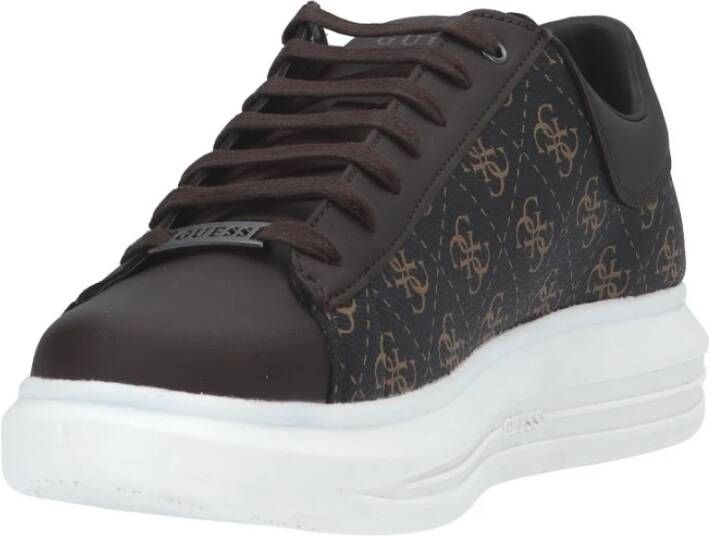 Guess Bruin Oker Sneaker Eco Leer 4cm Rubberen Zool Bruin Heren