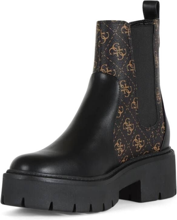 Guess Eco Lederen Logo Print Laars Black Dames