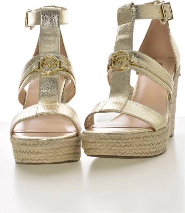 Guess Gouden Espadrilles Sandalen Hoge Hak Yellow Dames