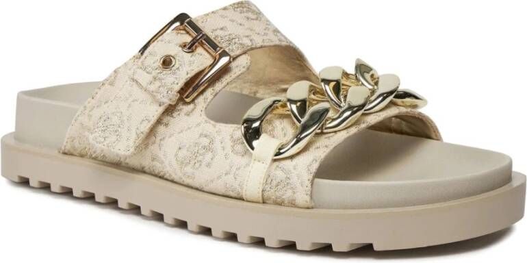 Guess Gouden Platte Sandalen voor Vrouwen Yellow Dames