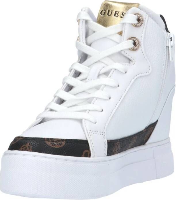 Guess Hoge Sneaker in Wit Bruin Eco Leer Wit Dames