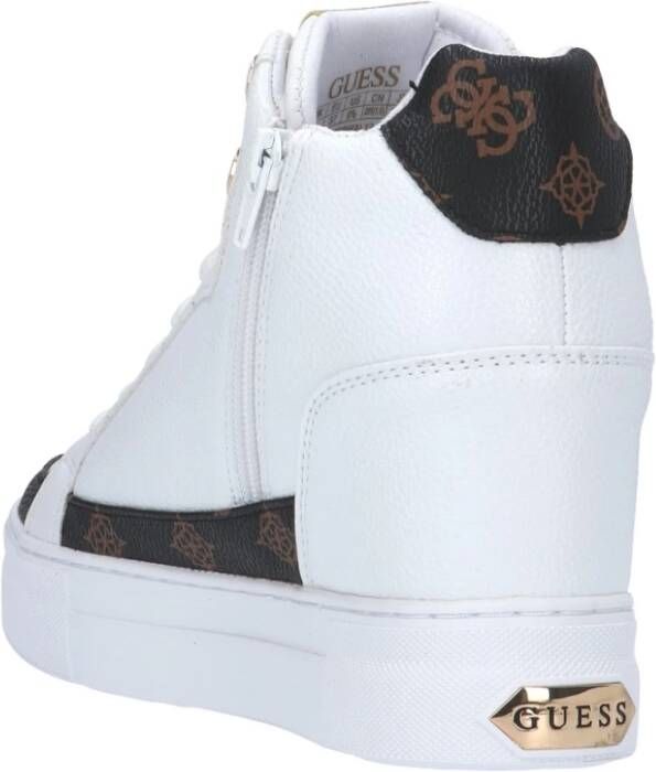 Guess Hoge Sneaker in Wit Bruin Eco Leer Wit Dames