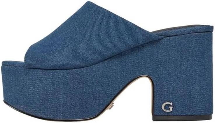 Guess Katoenen hakken pumps voor vrouwen Blue Dames