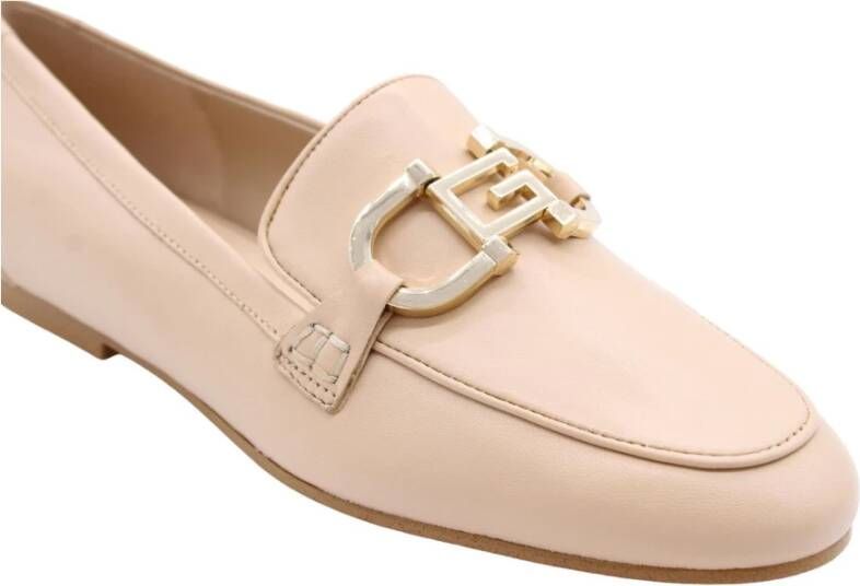 Guess Klassieke Leren Mocassin Schoenen Beige Dames