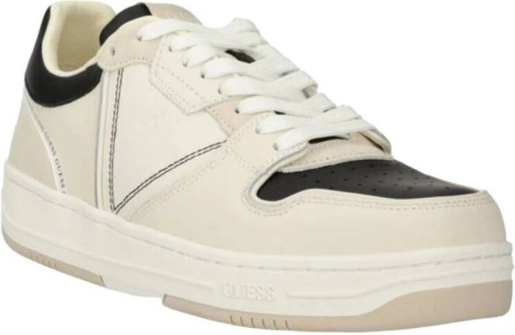 Guess Lage Leren Sneakers Ancona Stijl Beige Heren