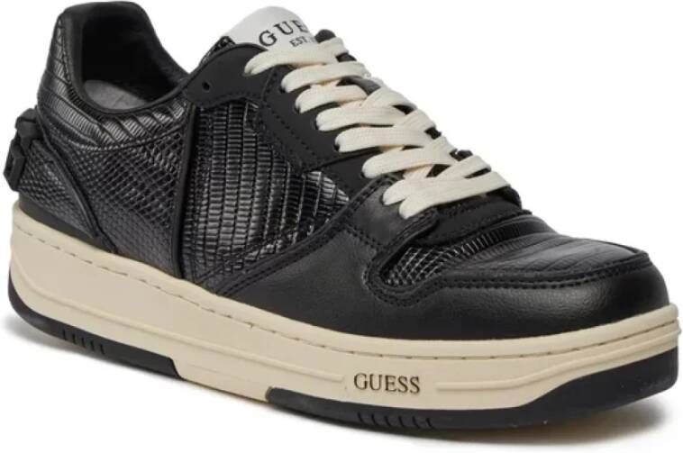 Guess Lage Leren Sneakers Zwart Brown Heren