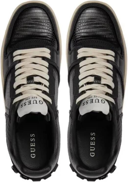 Guess Lage Leren Sneakers Zwart Brown Heren