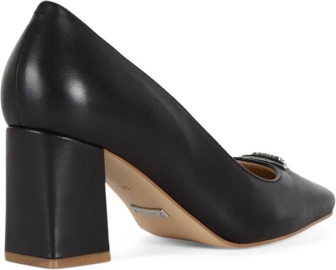 Guess Leren Logo Plaat Chunky Heel Pumps Black Dames