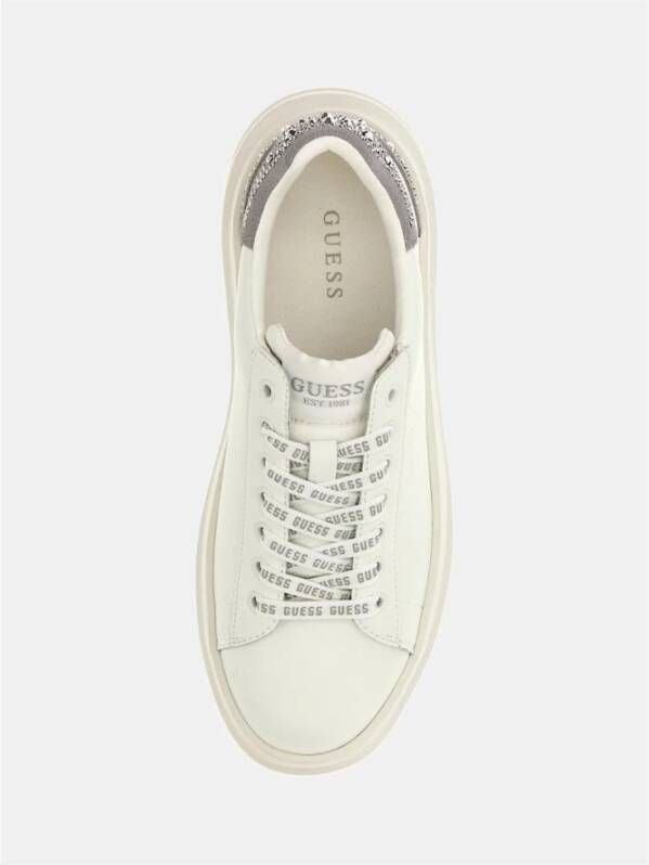 Guess Leren sneakers met strass Elbina White Heren