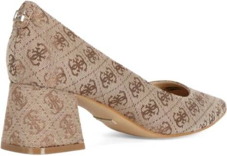 Guess Logo Print Stof Hakken Beige Dames