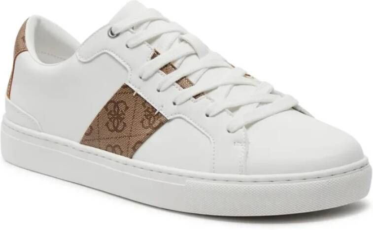 Guess Monogram PU Leren Sneakers Wit White Heren