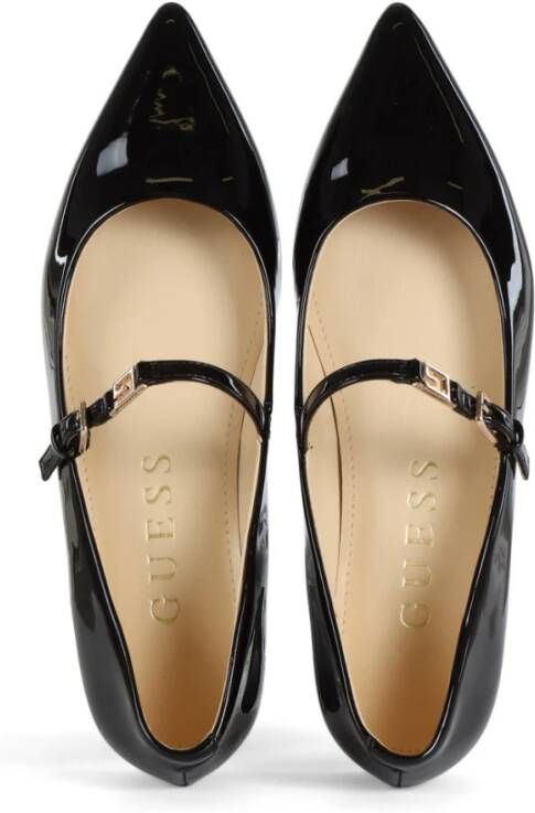 Guess Puntige Neus Patent Ballerina Flats Black Dames