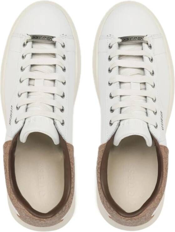 Guess Ronde neus leren sneaker met logo White Heren