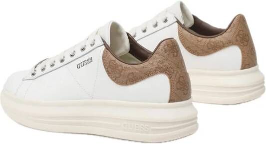 Guess Ronde neus leren sneaker met logo White Heren