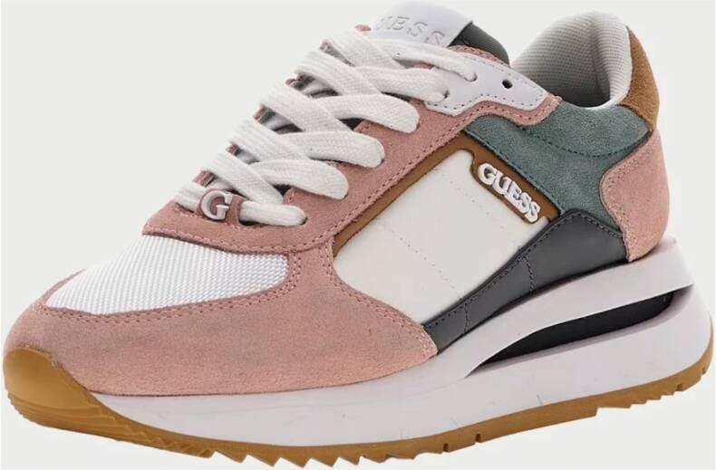 Guess Roze Runner Sneakers met Suède Inzetstukken Multicolor Dames