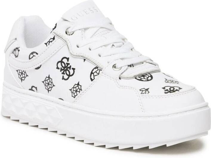 Guess Urbane Logo Bedrukte Sneakers Wit Dames