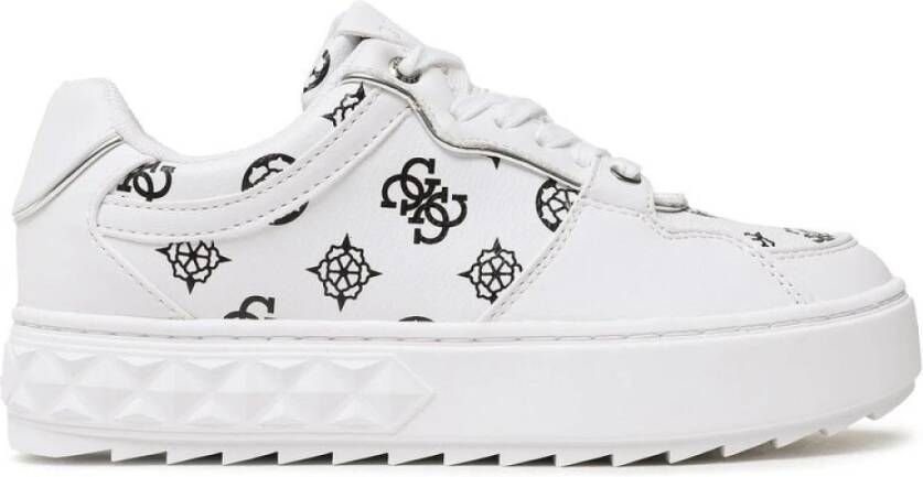 Guess Urbane Logo Bedrukte Sneakers Wit Dames