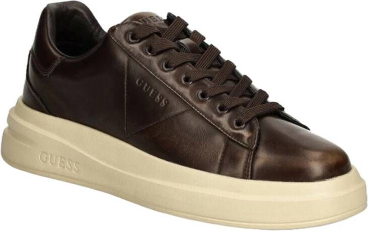 Guess Verweerde leren sneakers Brown Heren